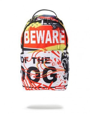 Multicolor Sprayground Beware Of The Dog Backpacks | 71694-JZFP