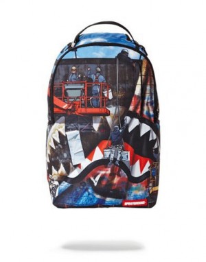 Multicolor Sprayground Billboard Shark Backpacks | 93250-OIWT