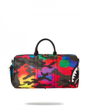 Multicolor Sprayground Camoburst Emperor Duffle Bags | 61408-FLPT