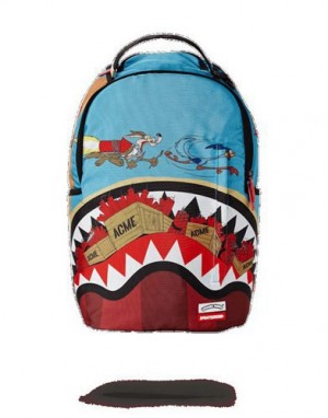 Multicolor Sprayground Coyote Vs Roadrunner Shark Backpacks | 08417-KDZX