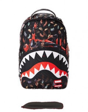 Multicolor Sprayground Deadpool Taco Rain Shark Backpacks | 71046-GILM