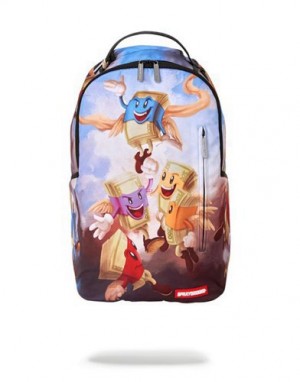 Multicolor Sprayground Money Angels Backpacks | 08573-CSIB