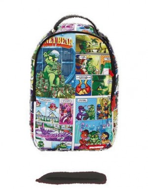 Multicolor Sprayground Money Bear Comic Backpacks | 57648-UPSD