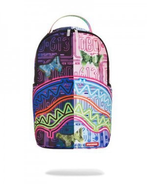 Multicolor Sprayground Neon Butterfly Backpacks | 16743-JNUV