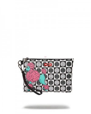 Multicolor Sprayground Poodle Check Ron English Collab Clutch Bag | 41936-CLYB