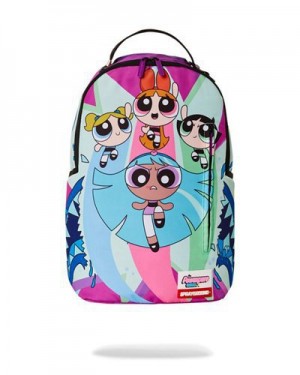 Multicolor Sprayground Power Puff Girls Monster Shark Backpacks | 04386-CTZR