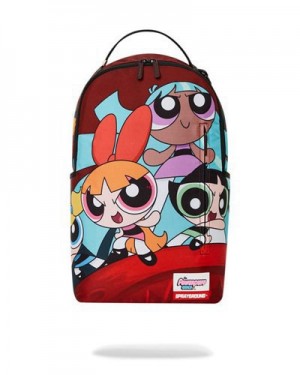 Multicolor Sprayground Powerpuff Girls Never Back Down Backpacks | 12590-JCRG