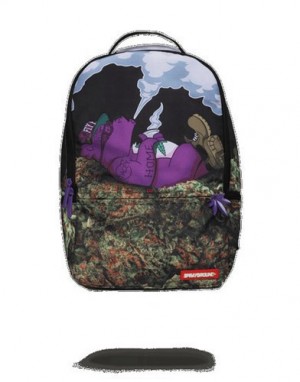 Multicolor Sprayground Purple Haze Ganja Bear Backpacks | 21643-YVQD