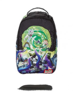 Multicolor Sprayground Rick & Morty Alien Attack Backpacks | 36248-VDCH