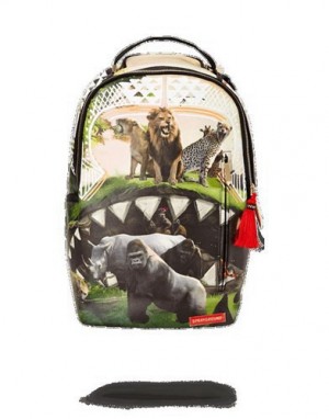 Multicolor Sprayground Serengeti Shark Backpacks | 16295-YOCL