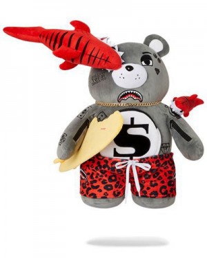 Multicolor Sprayground Shark Friends Moneybear Teddybear Backpacks | 60978-XQLG