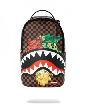 Multicolor Sprayground Sharks In Paris Characters Sneakin (Dlxv) Backpacks | 28754-VQZX