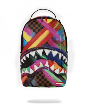 Multicolor Sprayground Sharks In Paris City Streaks (Dlxv) Backpacks | 71523-SBCL