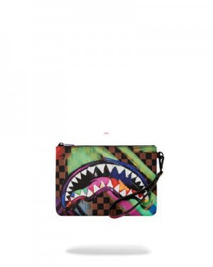 Multicolor Sprayground Sharks In Paris City Streaks Crossover Clutch Bag | 42385-NLEK