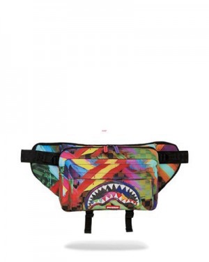 Multicolor Sprayground Sharks In Paris City Streaks Cargo Crossbody Bags | 24891-PALK