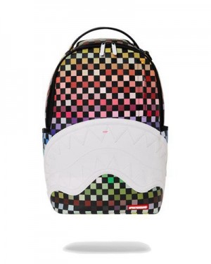 Multicolor Sprayground Sharks In Paris The Grid (Dlxv) Backpacks | 32879-XQAY