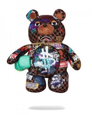 Multicolor Sprayground Sharks In Paris The Rizz Moneybear Teddybear Backpacks | 20596-LITC