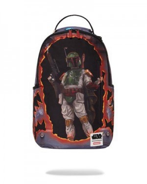 Multicolor Sprayground Star Wars Boba Fett Blowout Shark Backpacks | 83706-BDRA