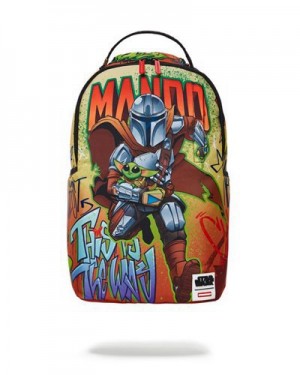 Multicolor Sprayground Star Wars: Mando On The Run (Dlxr) Backpacks | 04963-KFRQ