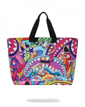 Multicolor Sprayground Steady Trippin Beach Tote Bags | 52603-JKYP