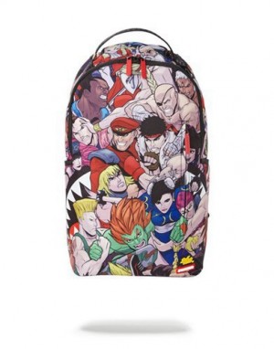 Multicolor Sprayground Street Fighter Mashup Backpacks | 74065-GYSM