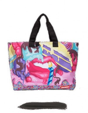 Multicolor Sprayground Sugar Lips Tote Bags | 21435-XACD