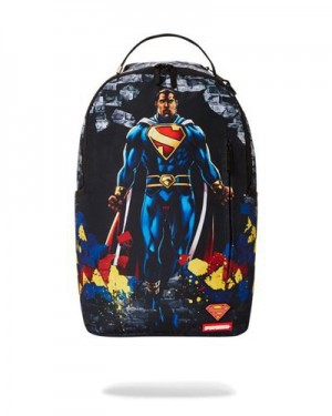 Multicolor Sprayground Superman No Stopping Me Backpacks | 70234-XVBF