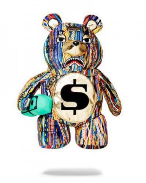 Multicolor Sprayground The Golden Age Moneybear Teddybear Backpacks | 41938-MPXW