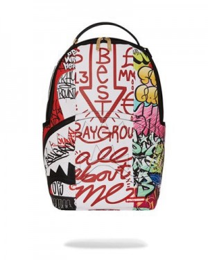 Multicolor Sprayground Tri-split Graffiti (Dlxv) Backpacks | 40985-GQKM