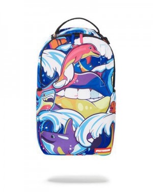 Multicolor Sprayground Tsunami Lover (Dlxr) Backpacks | 15497-HYQX