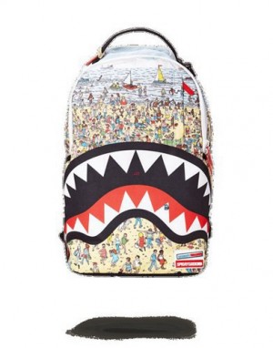 Multicolor Sprayground Where The # & Is Waldo Backpacks | 36971-CNGI