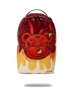 Orange Sprayground Diablo Cozy Velour Fur Backpacks | 24975-EXAI