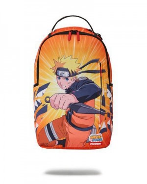 Orange Sprayground Naruto Bustin Shark (Dlxr) Backpacks | 96074-KSZX