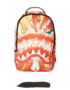 Orange Sprayground Pokemon Charmander Fire Shark Backpacks | 89610-XFIM