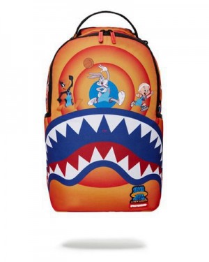 Orange Sprayground Space Jam2 Shark Dunk (Dlxr) Backpacks | 49165-DNCZ