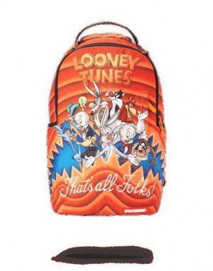 Orange Sprayground That's All Sharks! Backpacks | 70164-KGIO