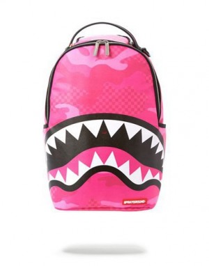 Pink Sprayground Anime Camo Backpacks | 87315-KEHD