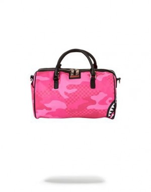 Pink Sprayground Anime Camo Mini Duffle Bags | 76402-CXSV