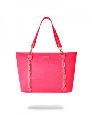 Pink Sprayground Chain Reaction Tote Bags | 13584-OIHJ