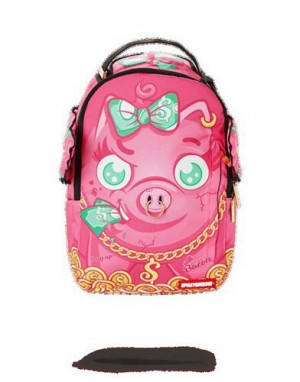 Pink Sprayground Piggy Bank Wings Backpacks | 31058-YVKB