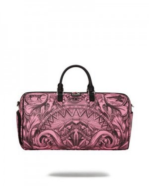 Pink Sprayground Society Of Sharks Duffle Bags | 93178-FIXQ