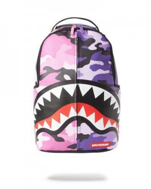 Pink Sprayground Split Camo Backpacks | 47986-ZPHC