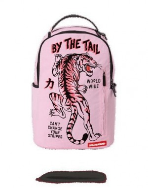 Pink Sprayground Tiger Style Backpacks | 56842-AZDK