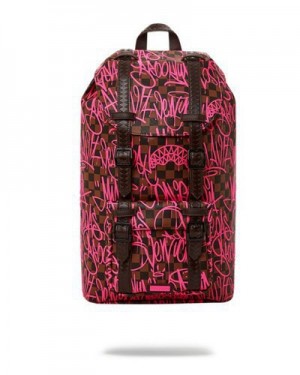 Pink / Black Sprayground Jetgraphix Hills Backpacks | 49718-RHJM