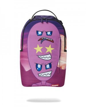 Purple Sprayground Aliens Aliens Aliens Backpacks | 90685-WPMX