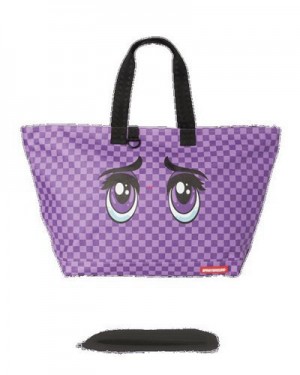 Purple Sprayground Animeyes Beach Tote Bags | 68273-BFYJ