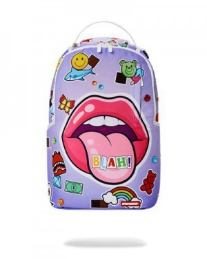 Purple Sprayground Blah! Backpacks | 32846-MVIZ