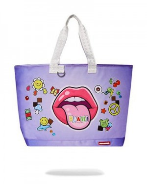 Purple Sprayground Blah! Beach Tote Bags | 06357-IEDB