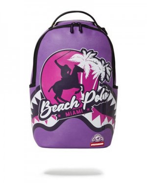 Purple Sprayground Miami Beach Polo Collab (Dlxv) Backpacks | 97841-JETK