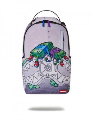 Purple Sprayground Money Boys I Make Money While I Sleep Knapsack (Dlxr) Backpacks | 97031-AQEB